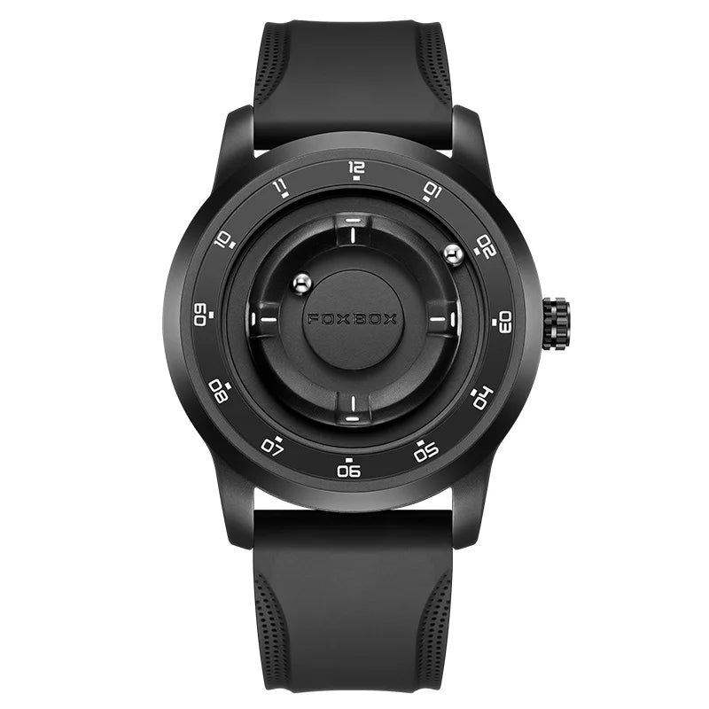 FOXBOX Watch Personalized Fashion Floating Magnetic Pointer Free Ball Bearing Creative Simple Waterproof Quartz Watch for Men
