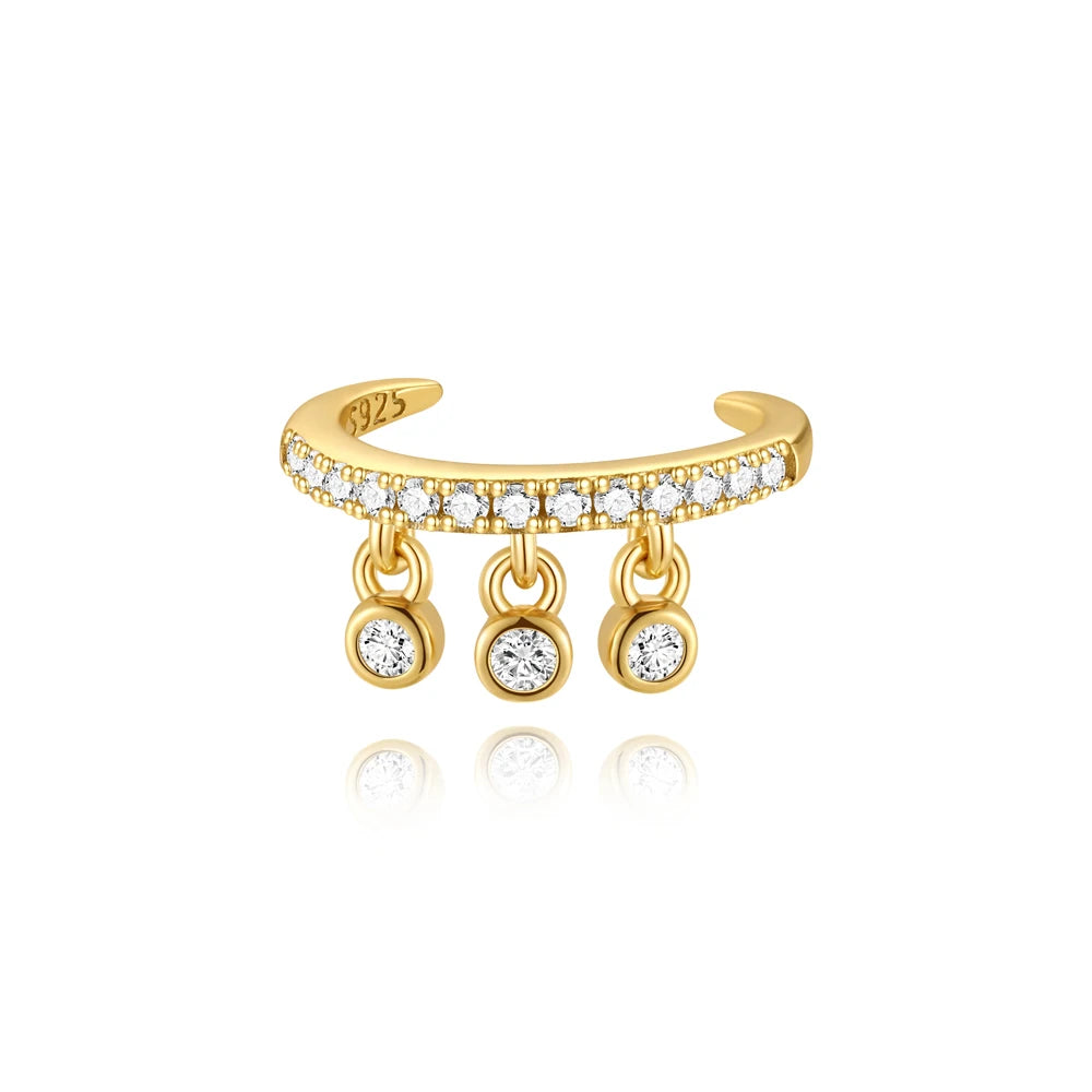 AIDE 1pcs 925 Sterling Silver Zircon Earring For Women Chain Cuffs Earring Pendientes Brincos Aretes Fine Jewelry Party Gifts