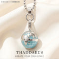Beads Necklace Globe Pendant,925 Sterling Silver Rope Chain Fashion Jewelry Europe Bijoux Gift For Men Women