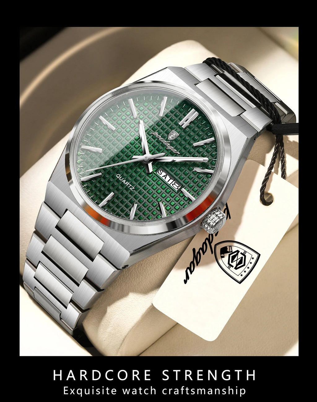 POEDAGAR Top Original Quartz Men Clock Waterproof Luminous Stainless Steel Man Wristwatch Date Week Business Men's Watches Reloj