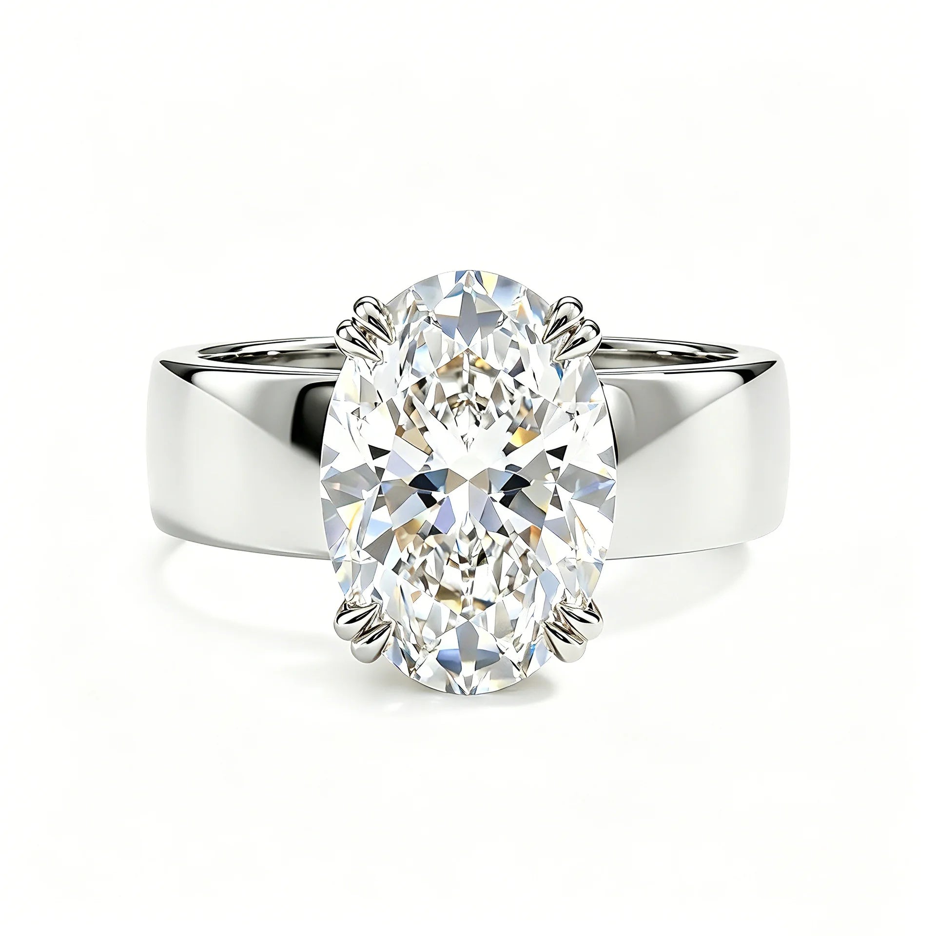 CEICI 4.5CT Oval Cut Moissanite Rings S925 Silver Plated 18K Gold Solitaire Diamond Wedding Band For Women Men Fine Jewelry