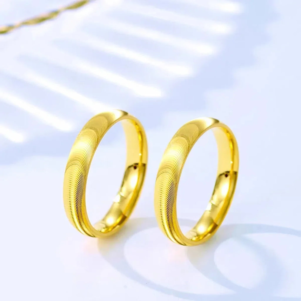 Wholesale 24K AU999 High - Quality Pure Gold Cats Eye Ring, Fashionable Simple Style for Couples, Metal Stamp Included