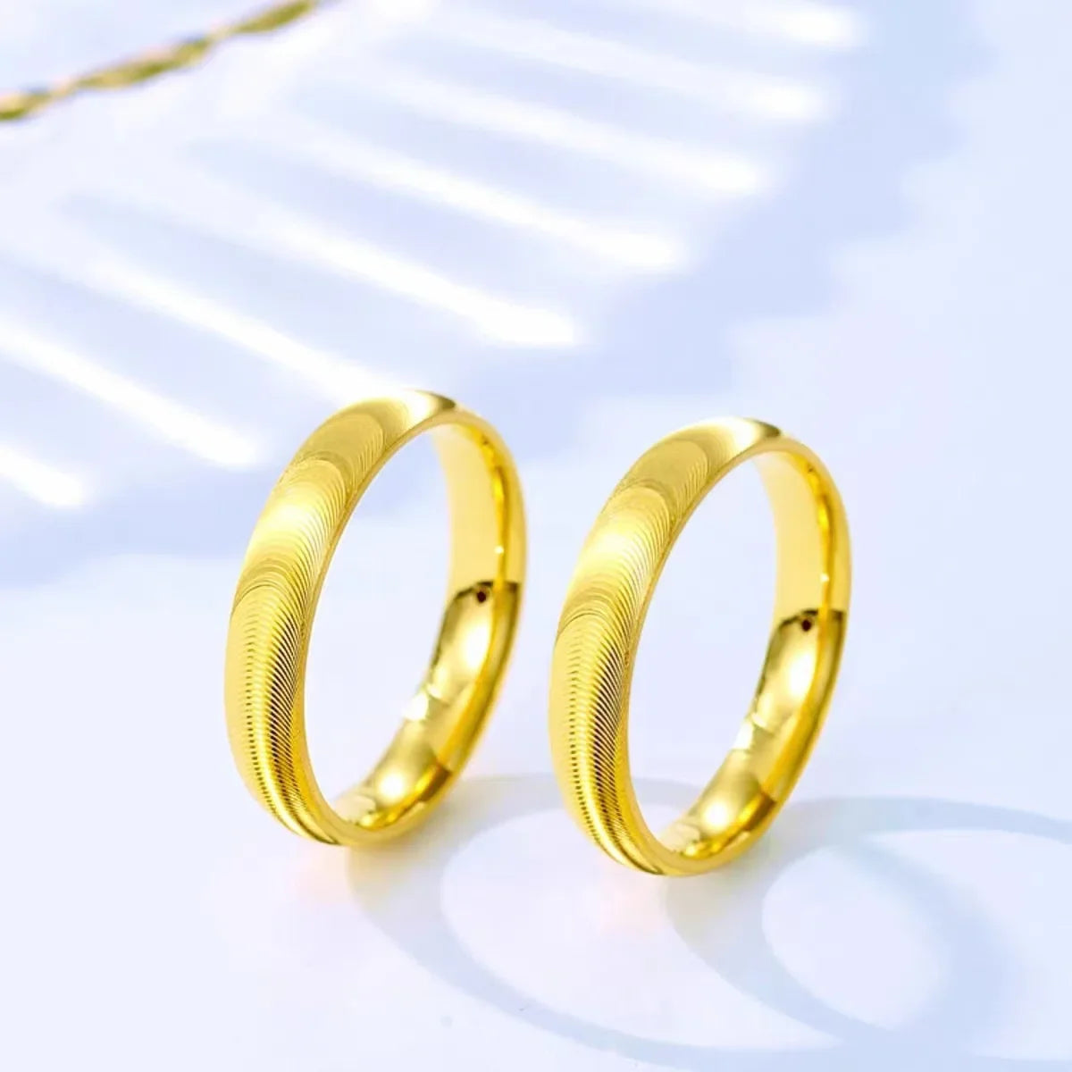 Wholesale 24K AU999 High - Quality Pure Gold Cats Eye Ring, Fashionable Simple Style for Couples, Metal Stamp Included