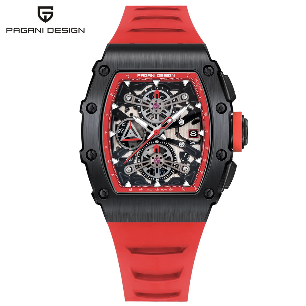 PAGANI DESIGN New 40MM Bucket Shaped Hollow Leisure Fashion Men's Quartz Watch Sapphire Glass Quartz Watch Clock
