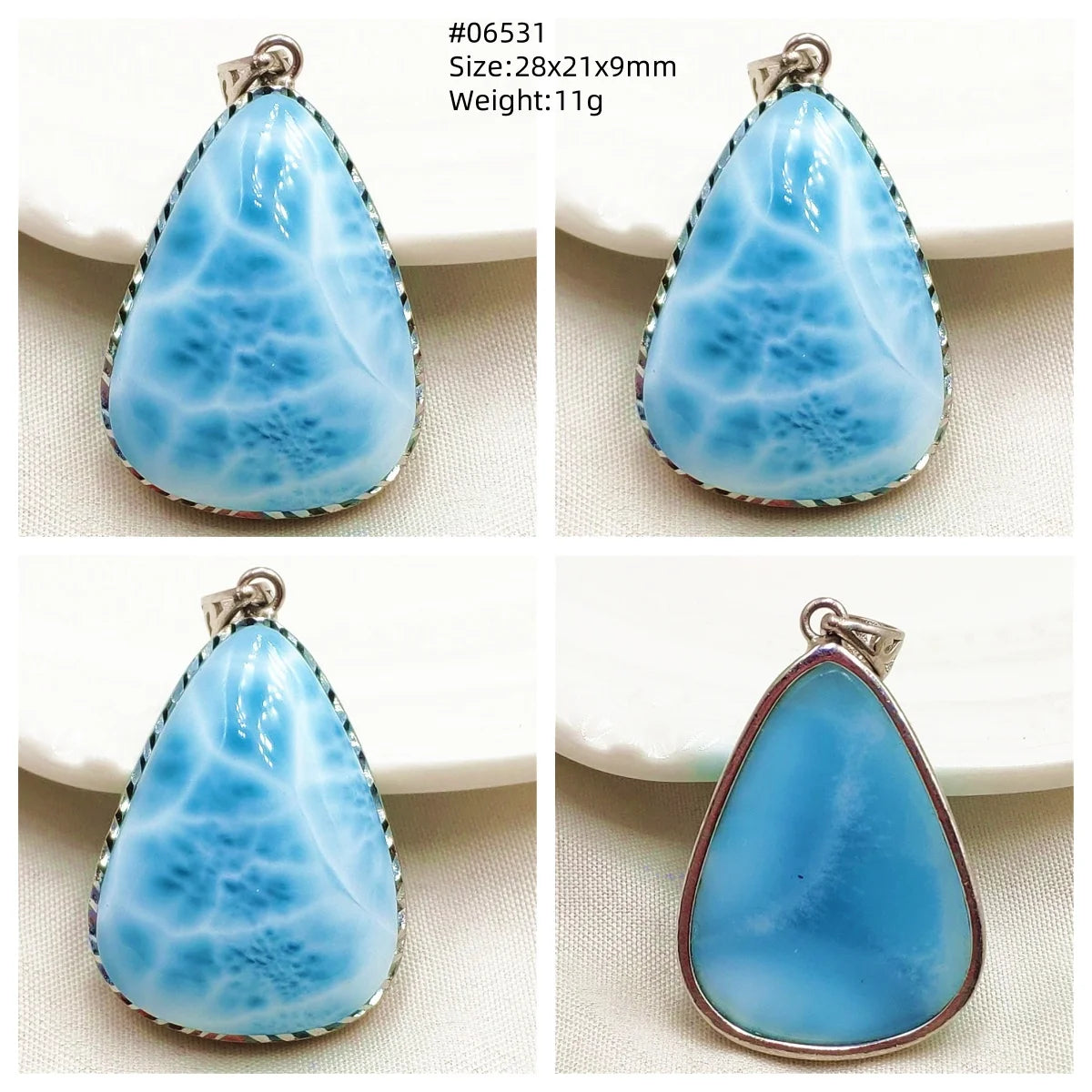 Natural Blue Larimar Heart Pendant Necklace Gemstone Women Men Larimar 17.5*19mm 18K Gold Love Larimar Fashion Jewelry AAAAAA