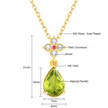 Real 18K Gold AU750 Necklaces Water Drop Natural Peridot Hollow-Out Pendant for Women Birthday Party Hypoallergenic Jewelry Gift