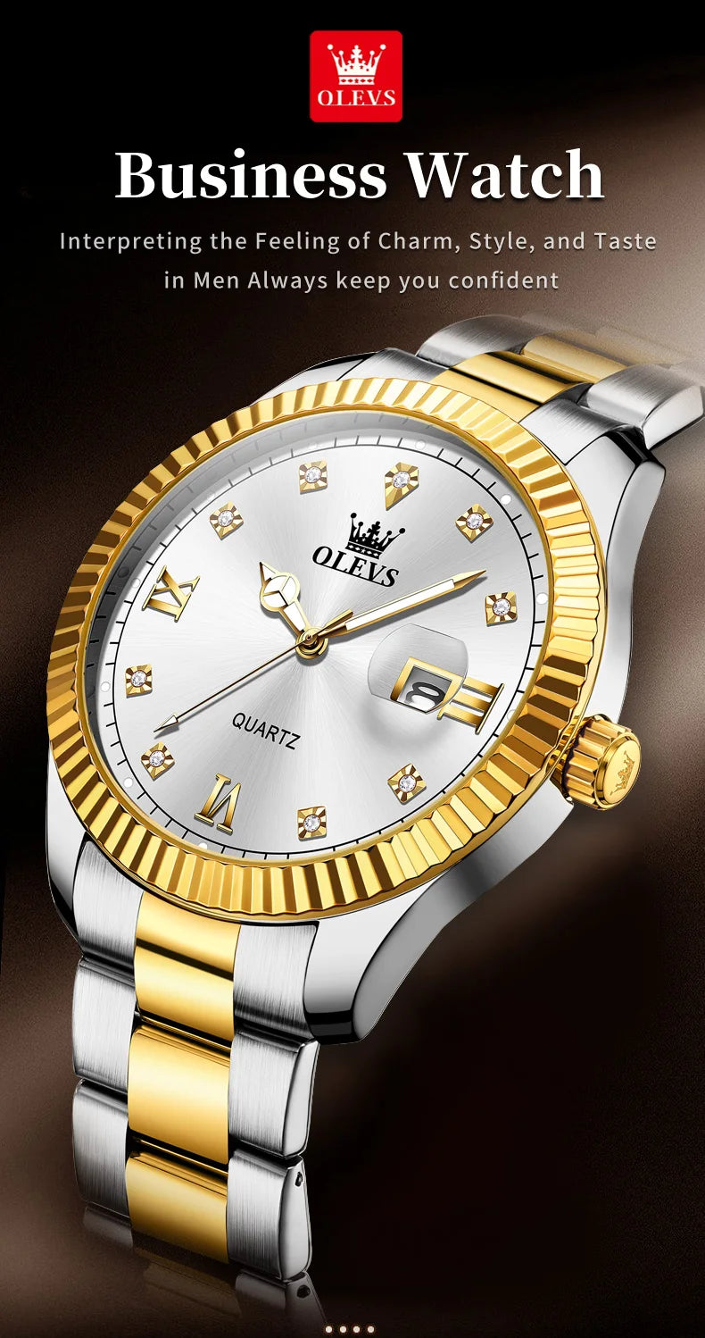 OLEVS 3623  Mens Watch Original Business Luxury Simple Brand Quartz Watch Waterproof Luminous Watch For Man Automatic Date Reloj