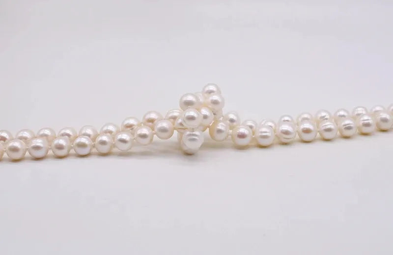 Pearl Long Necklace Natural Freshwater White Pearl Long Sweater Chain Engagement Dress Necklace Women Long Necklace