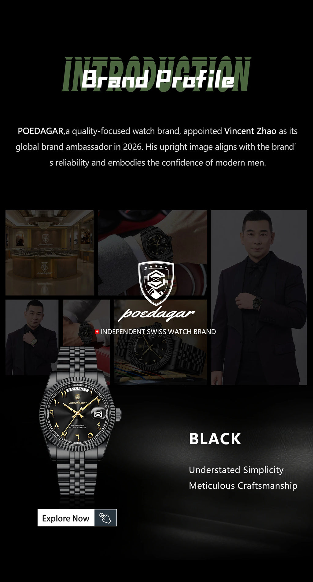POEDAGAR Business Casual Male Clock Waterproof Date Week Fashion Men's Watch Stainless Steel Quartz Watches For Men Reloj Hombre