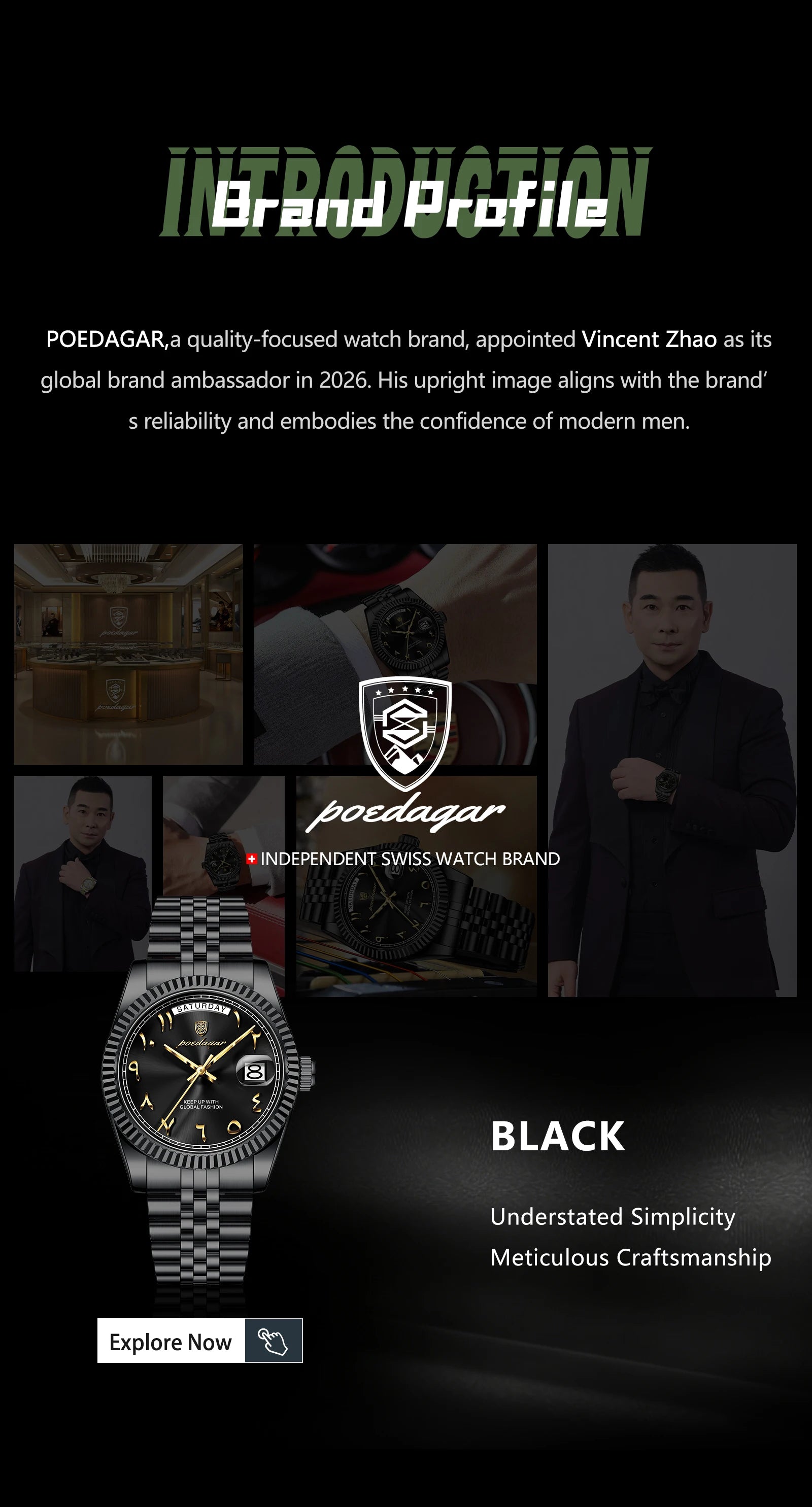 POEDAGAR Business Casual Male Clock Waterproof Date Week Fashion Men's Watch Stainless Steel Quartz Watches For Men Reloj Hombre