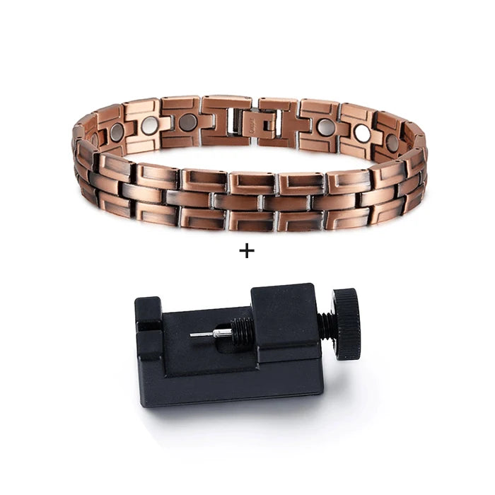 Vinterly Magnetic Pure Copper Bracelet Men 12mm Wide Wristband Metal Magnet Therapy Hand Chain Link Health Energy Male Jewelry
