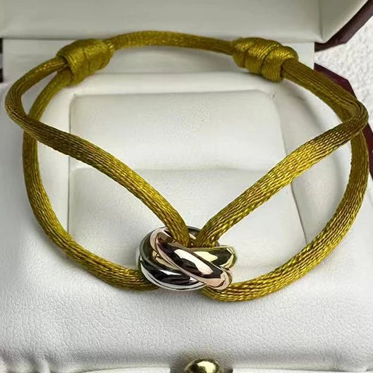 MESSITOK Classic luxury jewelry S 925 silver three ring tri color cross couple bracelet. Holiday gifts. Not fading. Not allergic