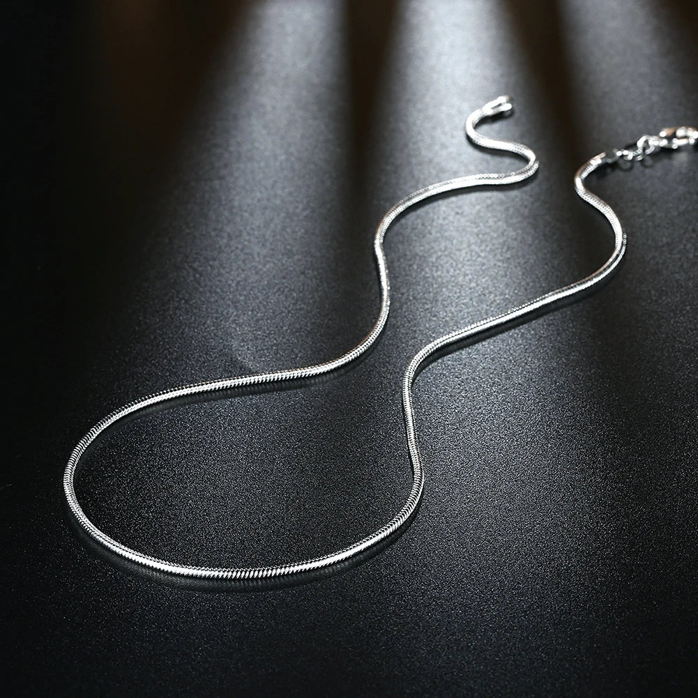 Hot 10PCS 925 Sterling Silver Classics 2MM Snake Chain Necklace For Women Man 16-30 Inches Fashion Party Wedding Jewelry Gift