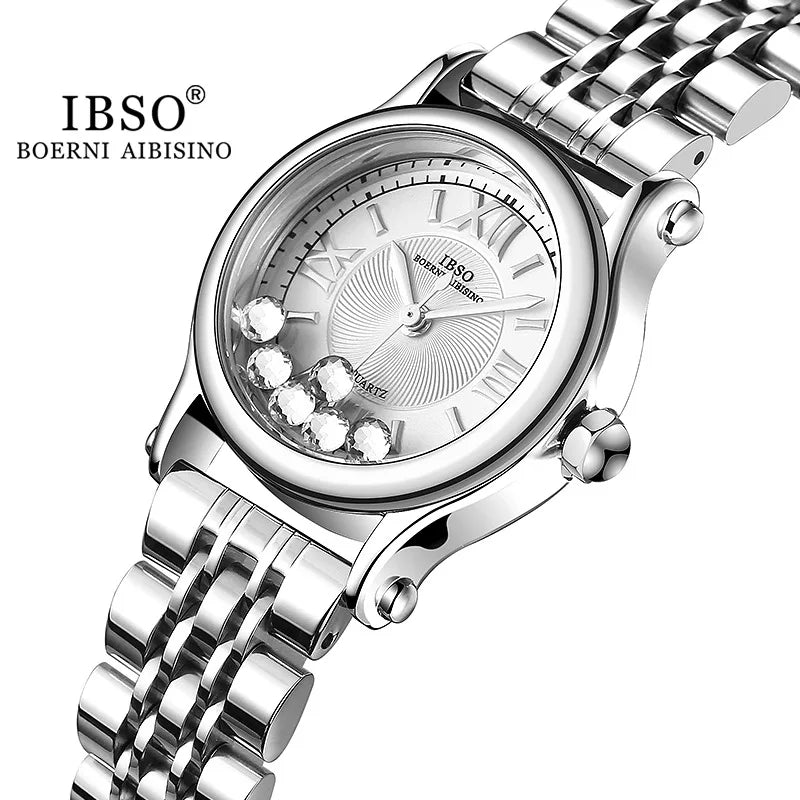 Women's Watch Japan Quartz Hours Fine Fashion Dress Clock Real Leather Luxury Happy Moving Rhinestones Girl's Gift