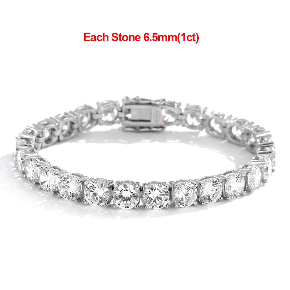 2-8mm D VVS1 Moissanite Tennis Bracelet For Women Men Sparkling Diamond GRA 925 Sterling Silver Plated 18k White Gold Bracelets