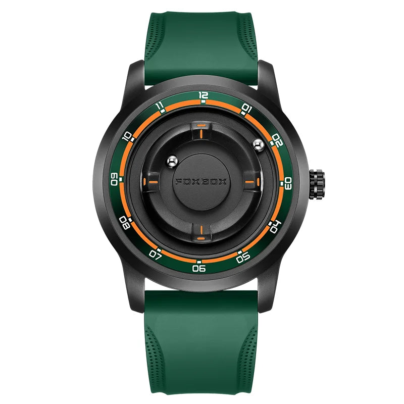 FOXBOX Watch Personalized Fashion Floating Magnetic Pointer Free Ball Bearing Creative Simple Waterproof Quartz Watch for Men