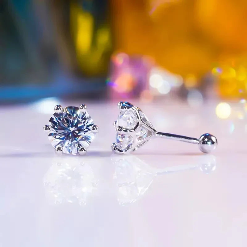NKHOG Real 2 Carat 8mm Moissanite Stud Earrings For Women Screw Thread Ear Studs 925 Sterling Silver Jewelry Pass Diamond Test