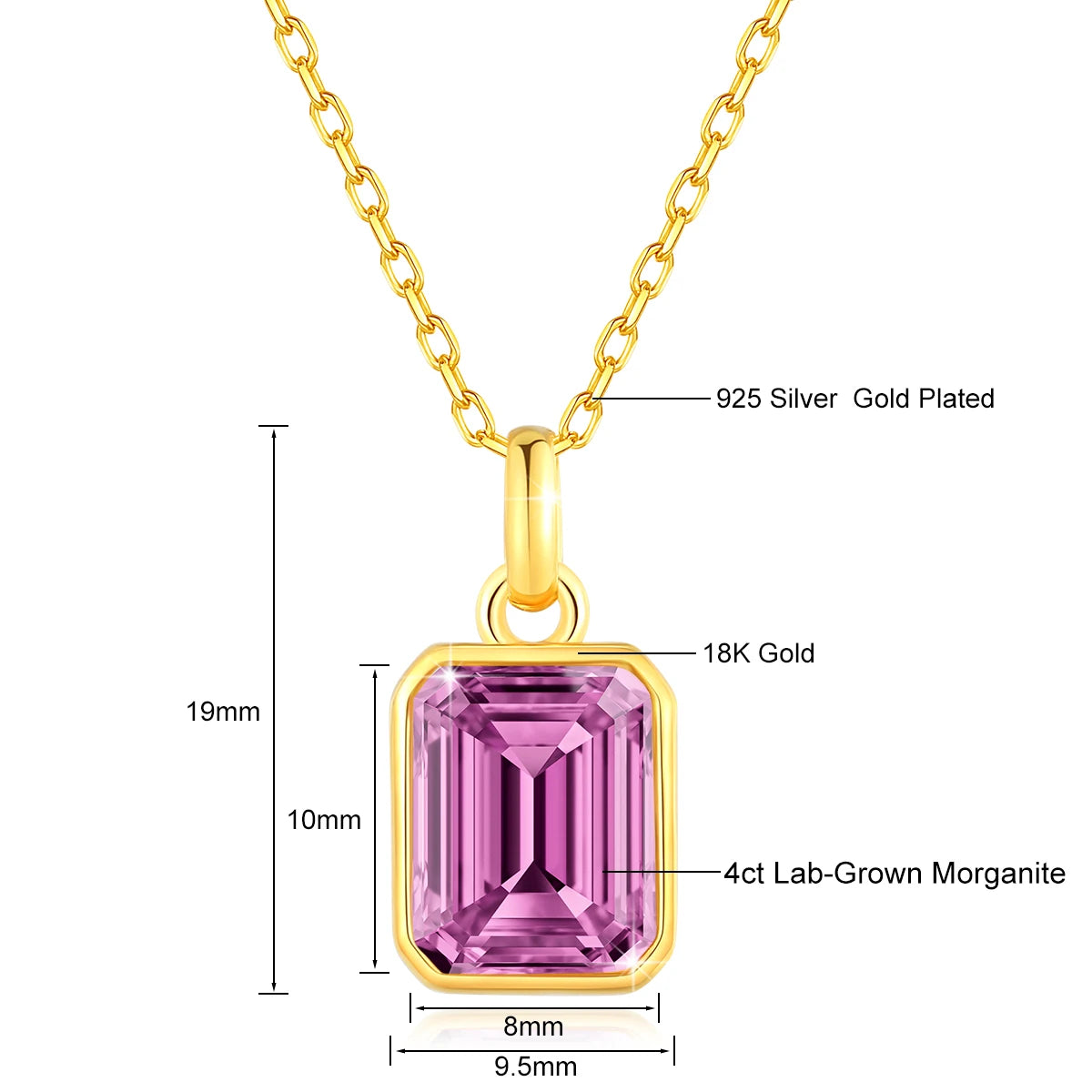 18K Gold 4CT Lab Grown Ruby Sapphire Necklace Au750 Lab Grown Emerald Pendant 100% Genuine for Women Man Anniversary Fine Jewelr