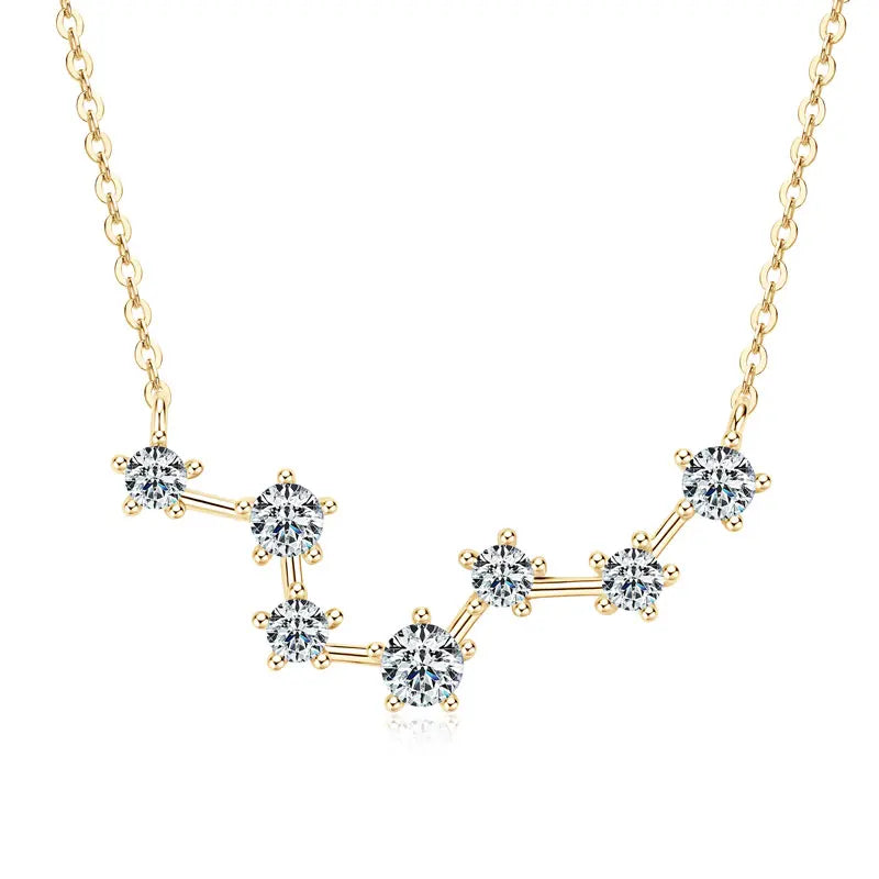 RAPRGOLD D Color VVS1 Certified Moissanite Big Dipper Pendant Necklaces S925 Sterling Silver Women's Jewelry Chains for Wedding
