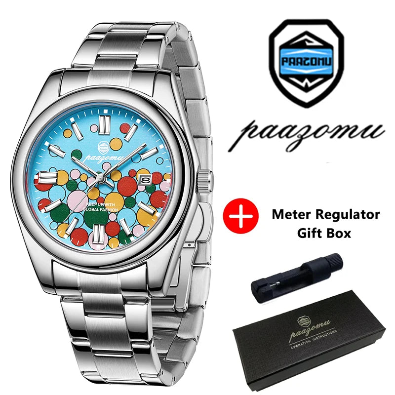 PAAZOMU Abstract Art Dial Men's Brand Authentic Trendy Fashion 2026 New High-quality Waterproof Luminous Quartz Watches Male+Box