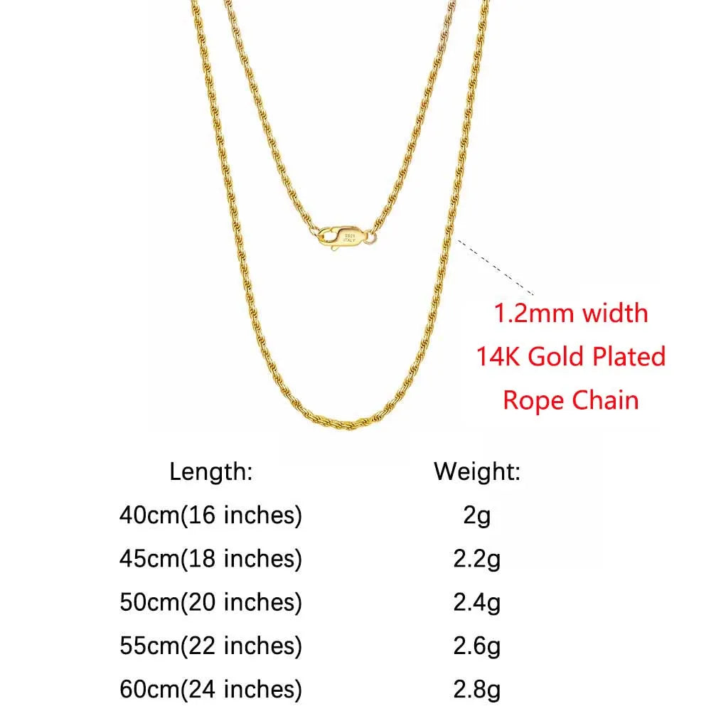 ORSA JEWELS Genuine 925 Sterling Silver Rope Chain Necklace Unisex 1mm 2mm 3mm Italian Twist Rope Chain Choker Gift 40-60cm SC29