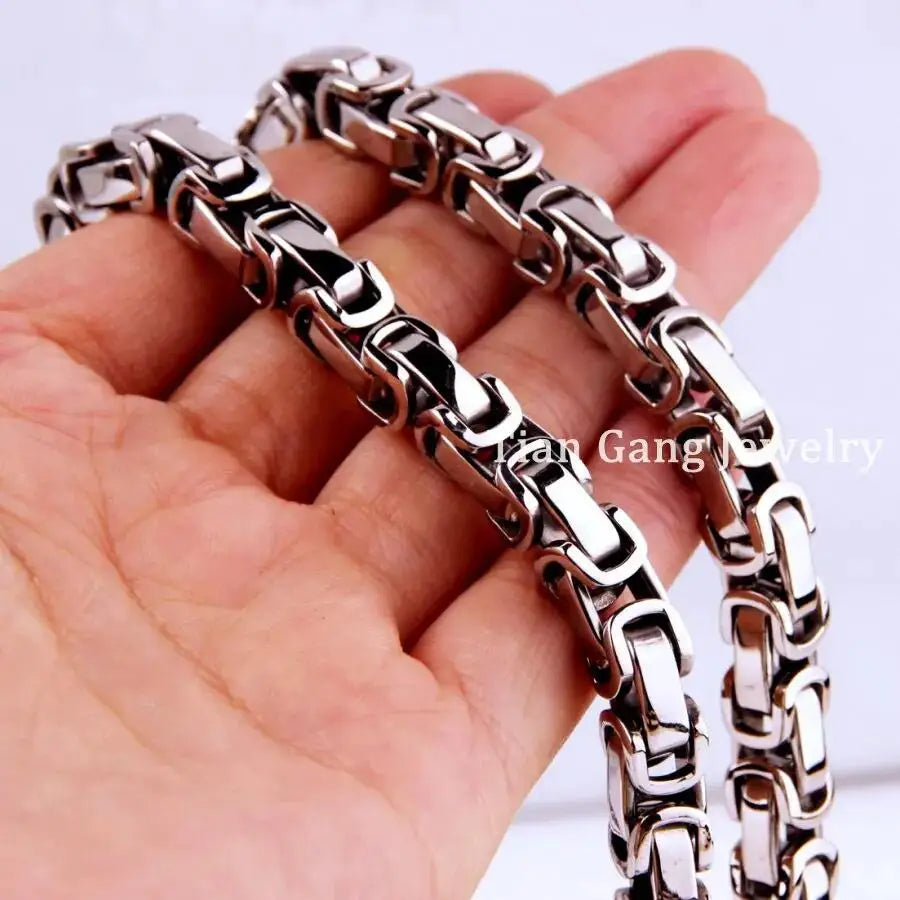 4/5/8mm Silver Tone/Gold Tone/Black/Rose Gold Tone Stainless Steel Byzantine Link Chain Necklace for Men Women