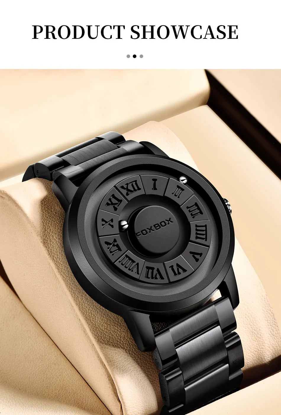FOXOBOX New Original Luxury Skull Scrolling Pointer Magnetic Force Watch Men Military Sport Waterproof Quartz Wristwatch Clock