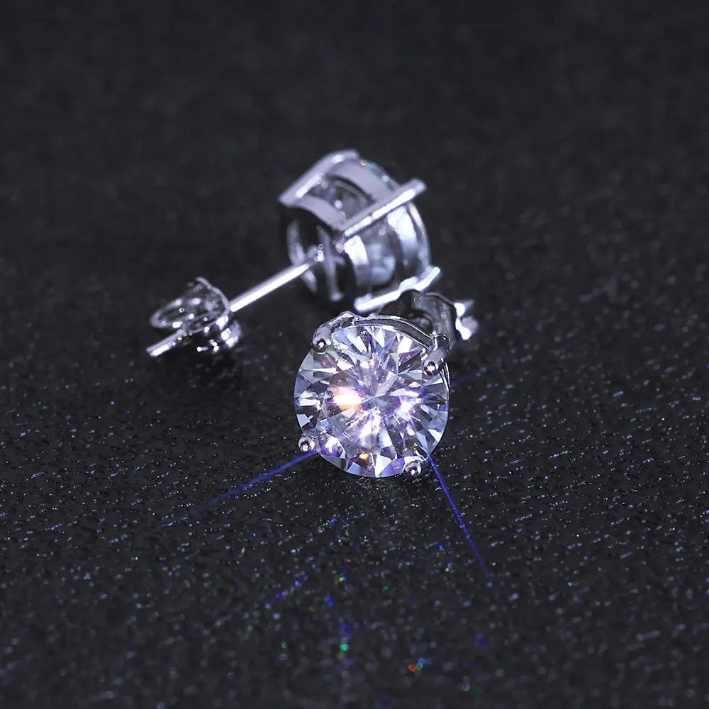 ICEBLING 4/5/6/8MM Moissanite Earrings for Women Pass Diamond Test VVS Ear Studs 925 Sterling Silver Classic Jewelry Gift