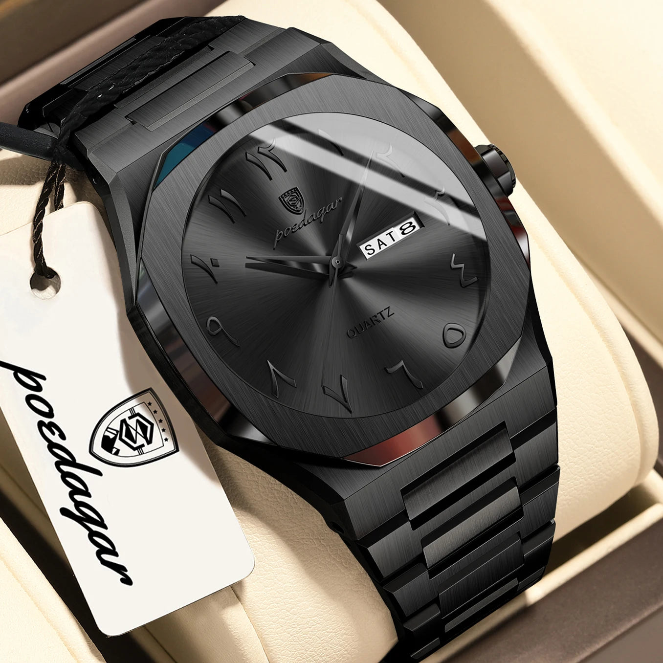 POEDAGAR Luxury Fashion Men's Clock Waterproof Week Date Male Watch Quartz Stainless Steel Business Watches For Man Reloj Hombre