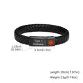 Red Medical Men's Bracelet,Black Genuine Leather ID Bracelet,Type 1/2 Diabetes Alzheimer Epilepsy Customize Bracelet for Dad
