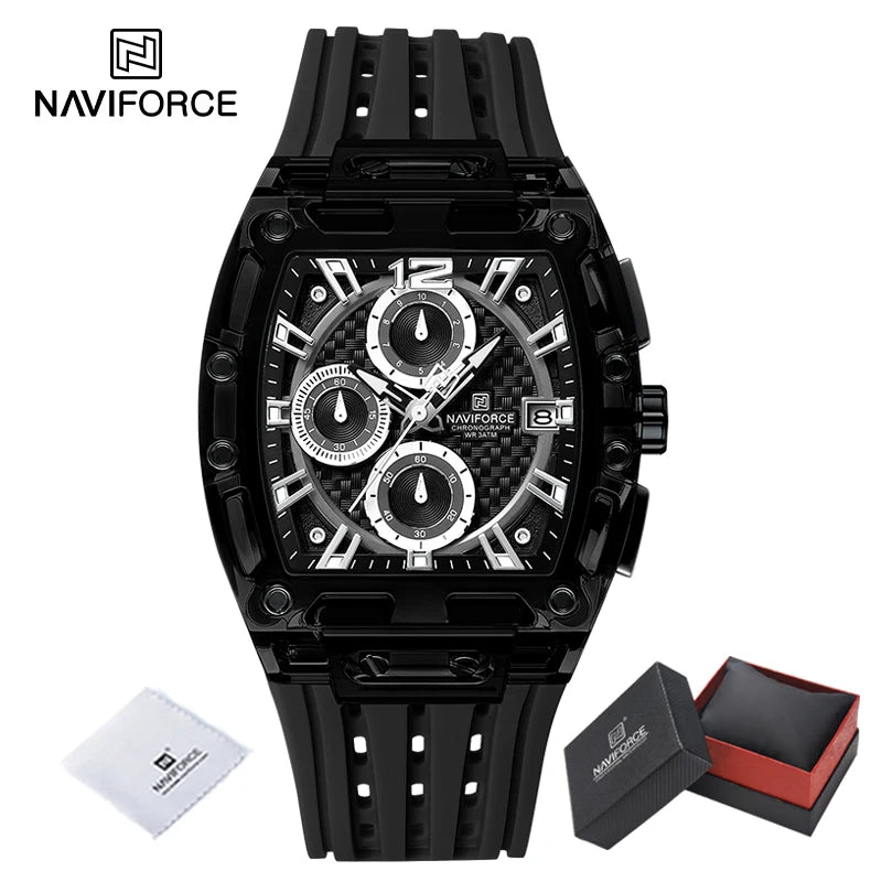 High Quality NAVIFORCE Watches for Man Silica Strap 50M Waterproof Sport Male Clock Casual Quartz Date Display Men's Chronograph