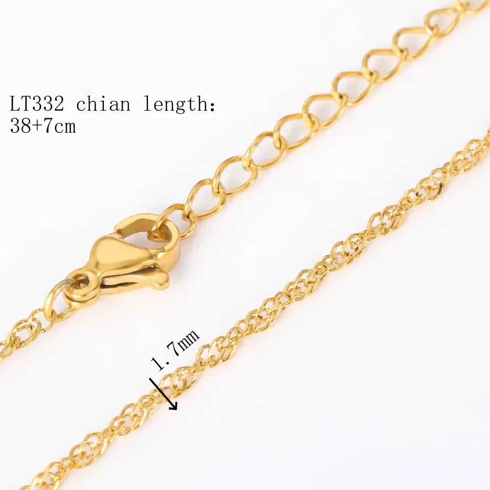 10pcs/Lot 45cm Stainless Steel 304 Link Necklace For Women Jewelry Making Accessories Diy Handmade Supplies Golden Silvery Chain