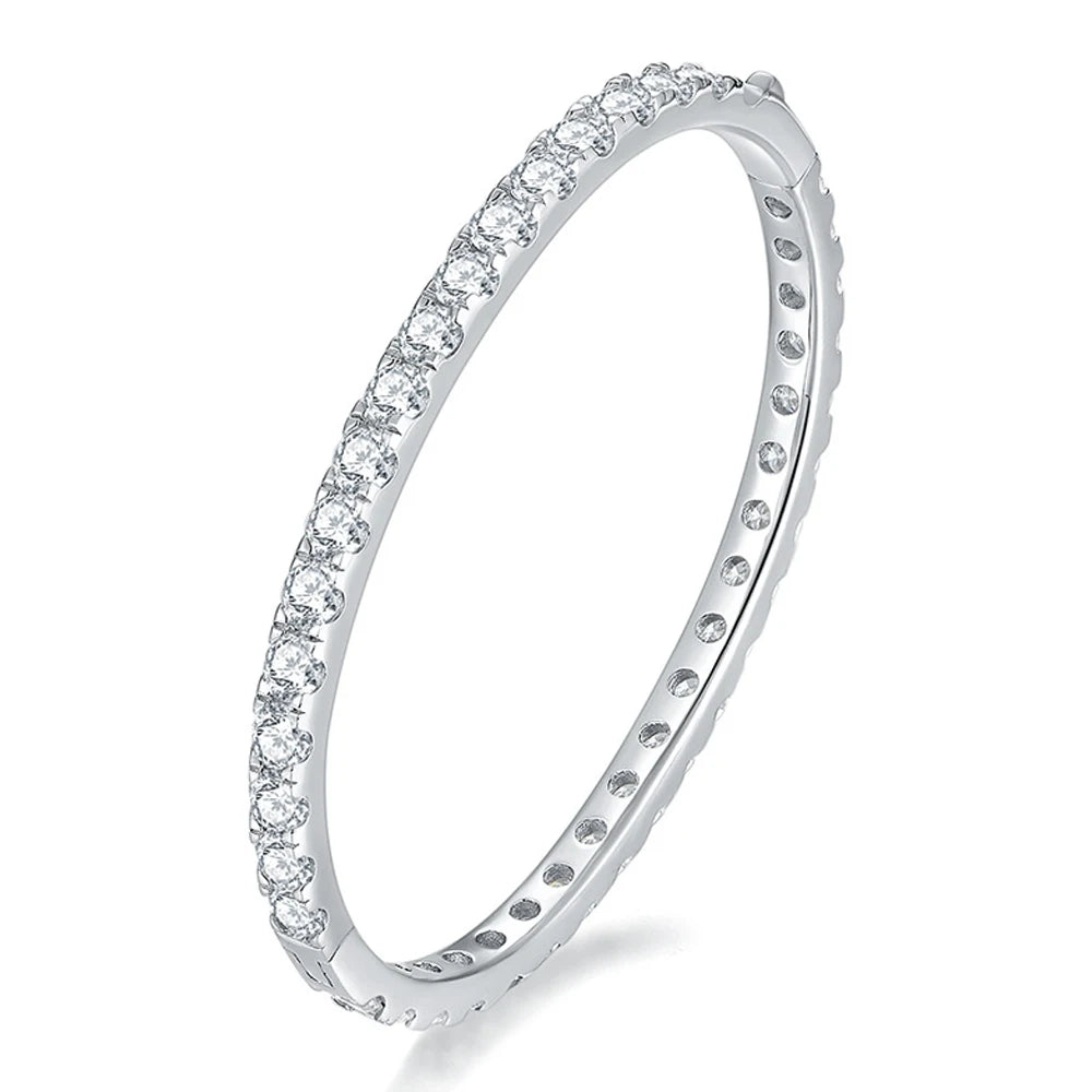 KNOBSPIN D VVS1 Full 4mm Moissanite Bangles GRA Certified s925 Sterling Sliver Plated 18k Bracelets for Women Party Gift Jewelry