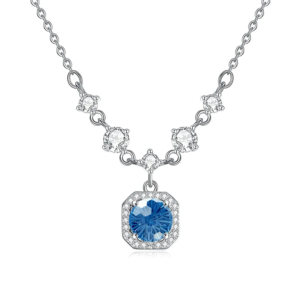 MuShan Jewelry 925 Sterling Silver Necklace Pendant Chain HCD Gemstones Bridal Shower Minimalist Style Women Necklaces Jewelry