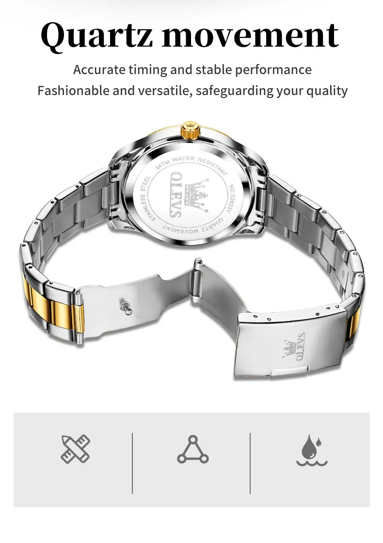 OLEVS 3623  Mens Watch Original Business Luxury Simple Brand Quartz Watch Waterproof Luminous Watch For Man Automatic Date Reloj