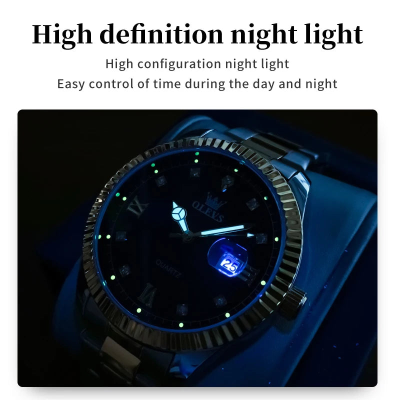 OLEVS 3623  Mens Watch Original Business Luxury Simple Brand Quartz Watch Waterproof Luminous Watch For Man Automatic Date Reloj