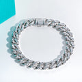 AnuJewel Moissanite Cuban Bracelet Hip Hop 925 Sterling Silver 1.2mm/1.5mm/2mm Flashy Heavy Metal Statement for Men & Women