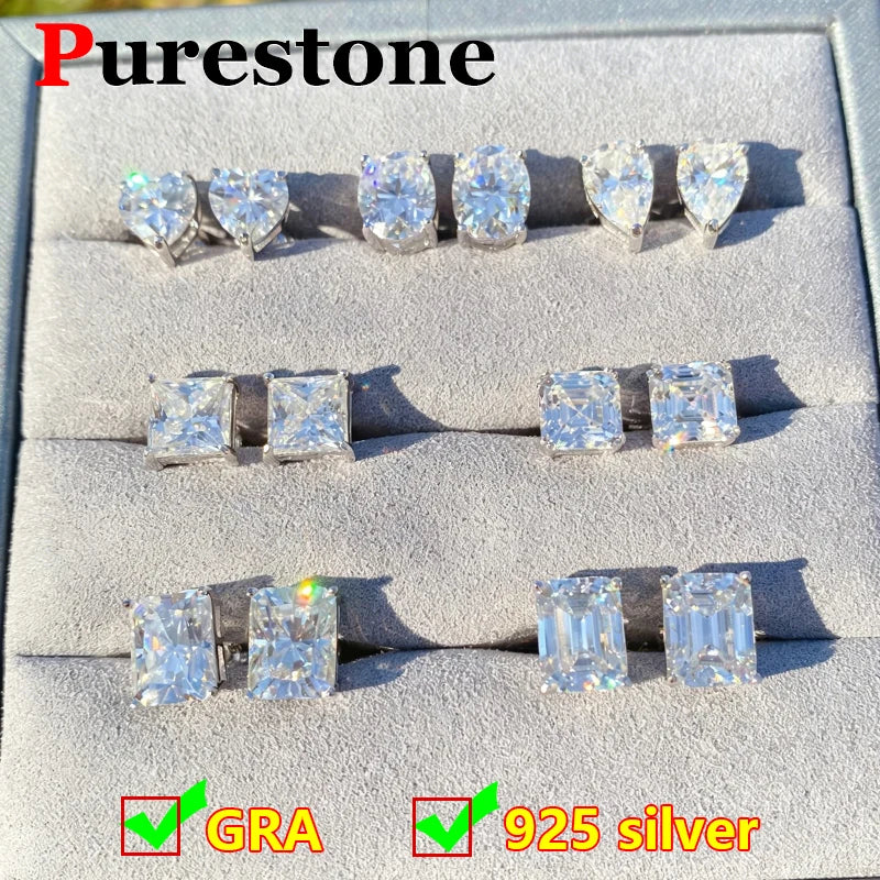 Premium 0.5ct-2ct Moissanite Earring For Women Classic Original 925 Sterling Silver Jewelry Moissanite Diamond Stud Earring