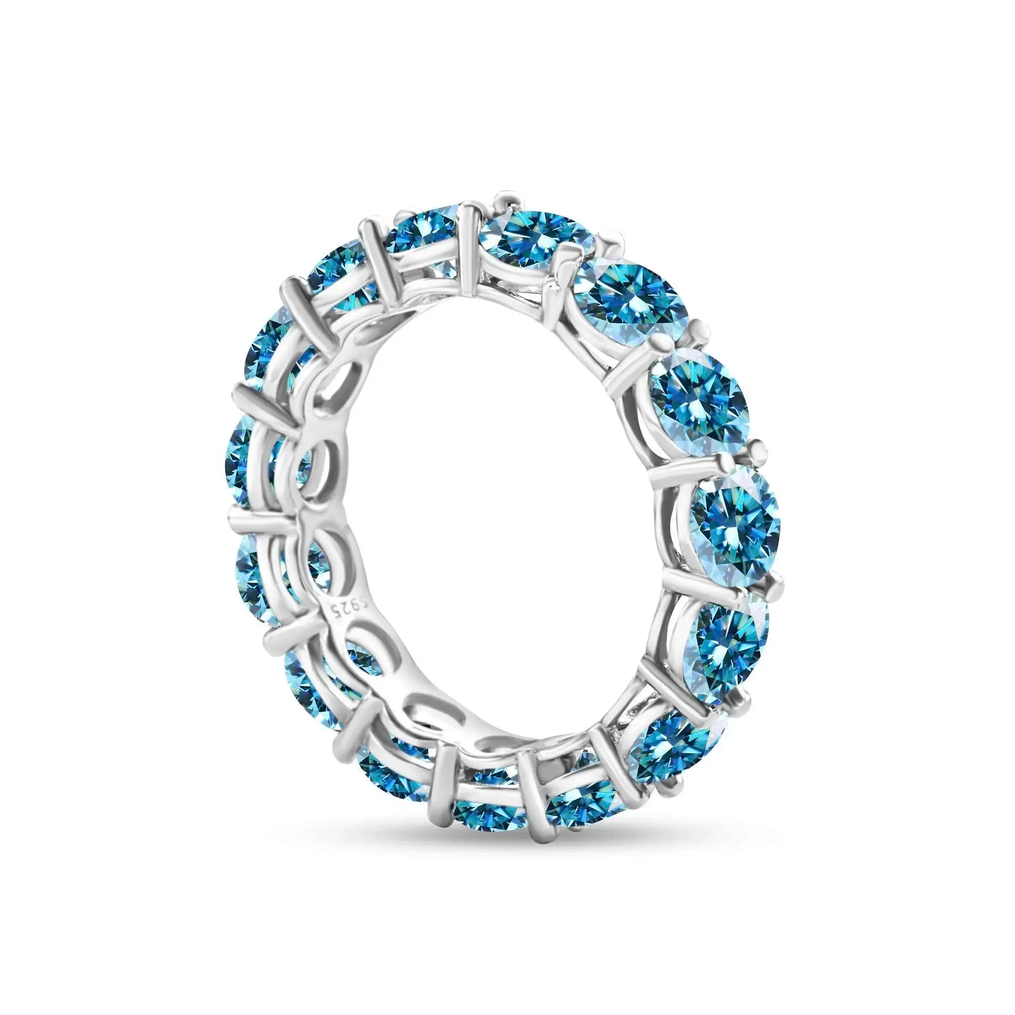 5mm 7ct Colorful Moissanite Ring 925 Sliver Plated With White Gold Wedding Band Eternity Band Engagement Rings For Women Jewelry