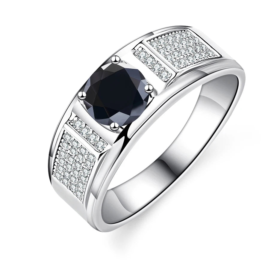 Real 1.0 Carat Moissanite Ring For Men Pure Solid 18K White Gold Rings D Color Diamond Engagement Wedding Ring Jewelry Gift