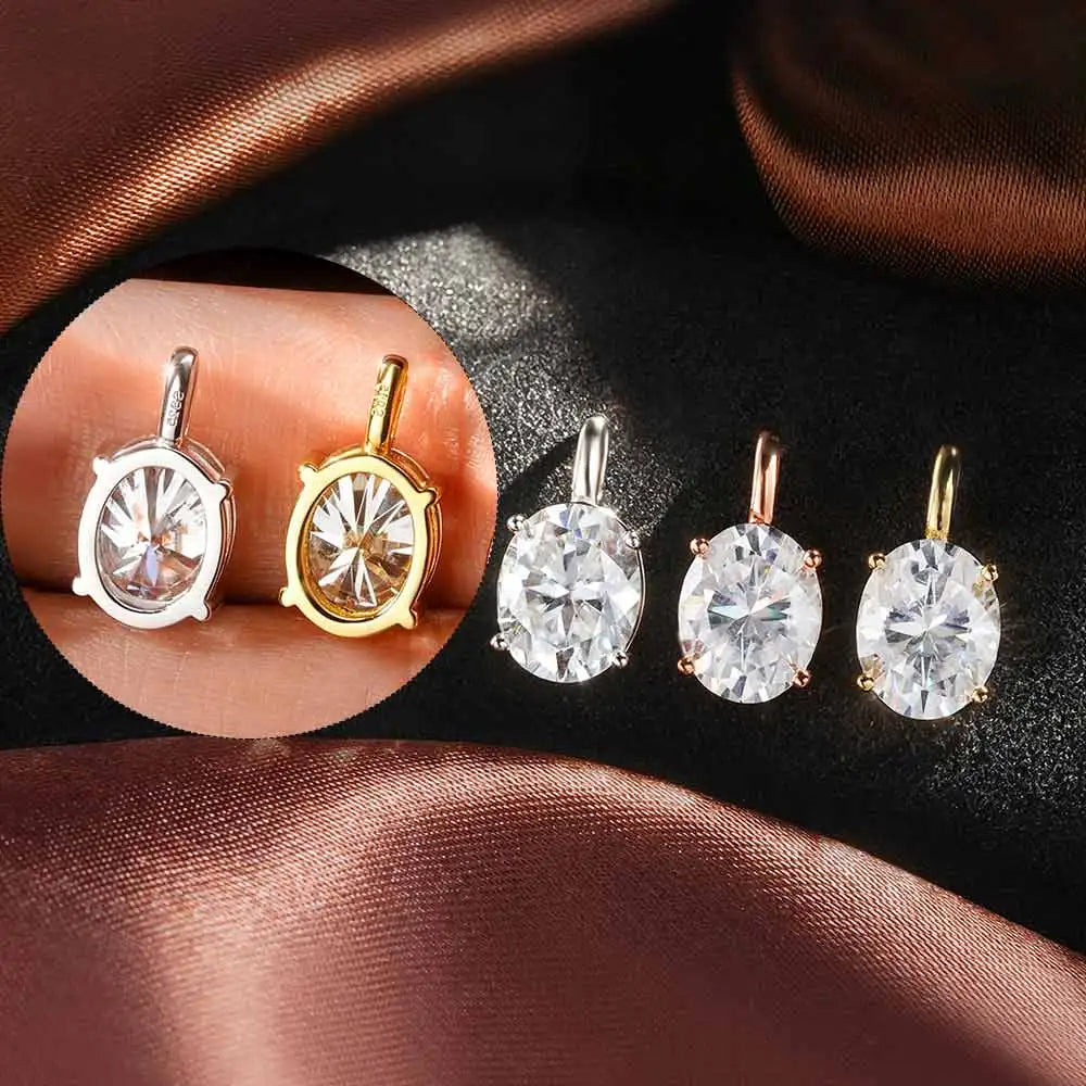 FEOBUR 3CT Oval Cut Moissanite Pendants Choker Necklace 925 Sterling Silver Solitaire Diamond Collar Chain Women Jewelry Gift