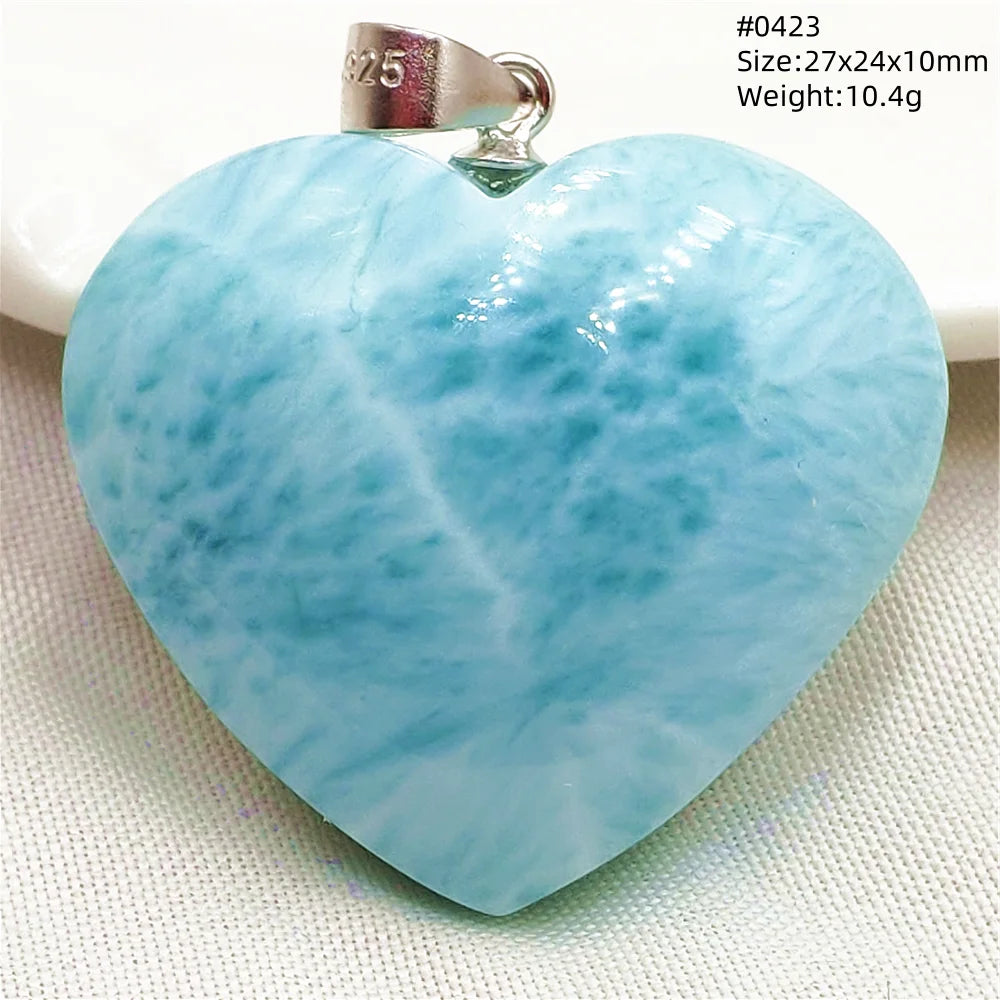 Natural Blue Larimar Heart Pendant Necklace Gemstone Women Men Larimar 17.5*19mm 18K Gold Love Larimar Fashion Jewelry AAAAAA