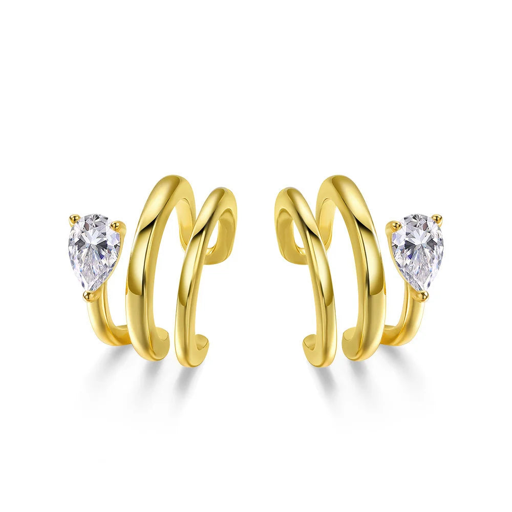 Smyoue 18K Plated Certified Full Moissanite Clip Earrings for Women Pear Cut Pure 925 Silver Lab Diamond Jewelry Wholesale