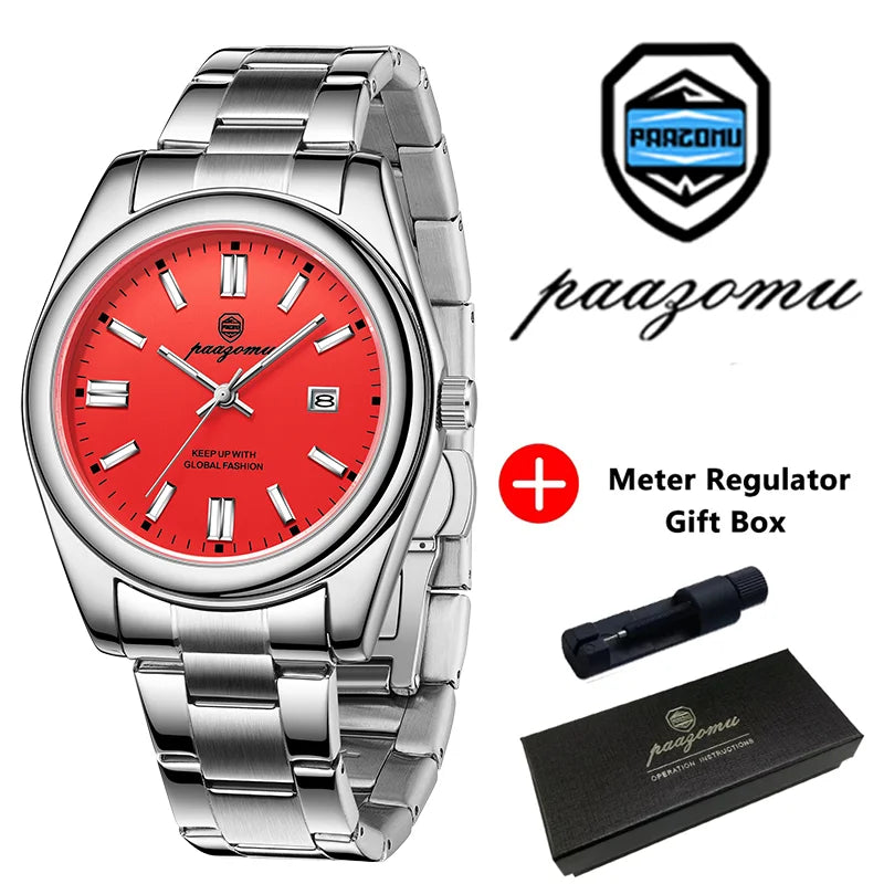 PAAZOMU Abstract Art Dial Men's Brand Authentic Trendy Fashion 2026 New High-quality Waterproof Luminous Quartz Watches Male+Box