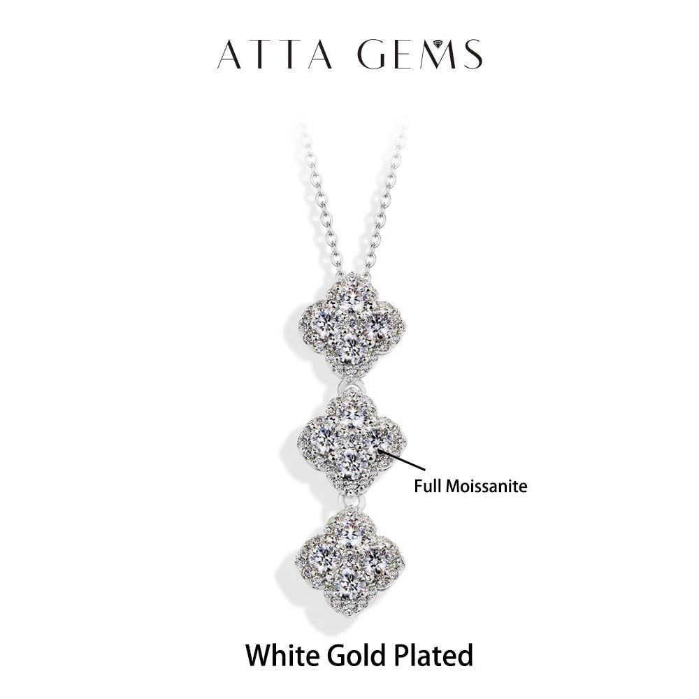 ATTAGEMS 2025 Necklaces for Women Full D Color Moissanite 925 Sterling Silver Pendant Classic Engagement Wedding Fine Jewelry