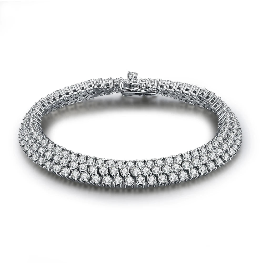 MINTYBOX S925 Sterling Silver All Moissanite Tennis Bracelet for Women D VVS1 Diamond Gold Plated Luxury Wedding Fine Jewelry