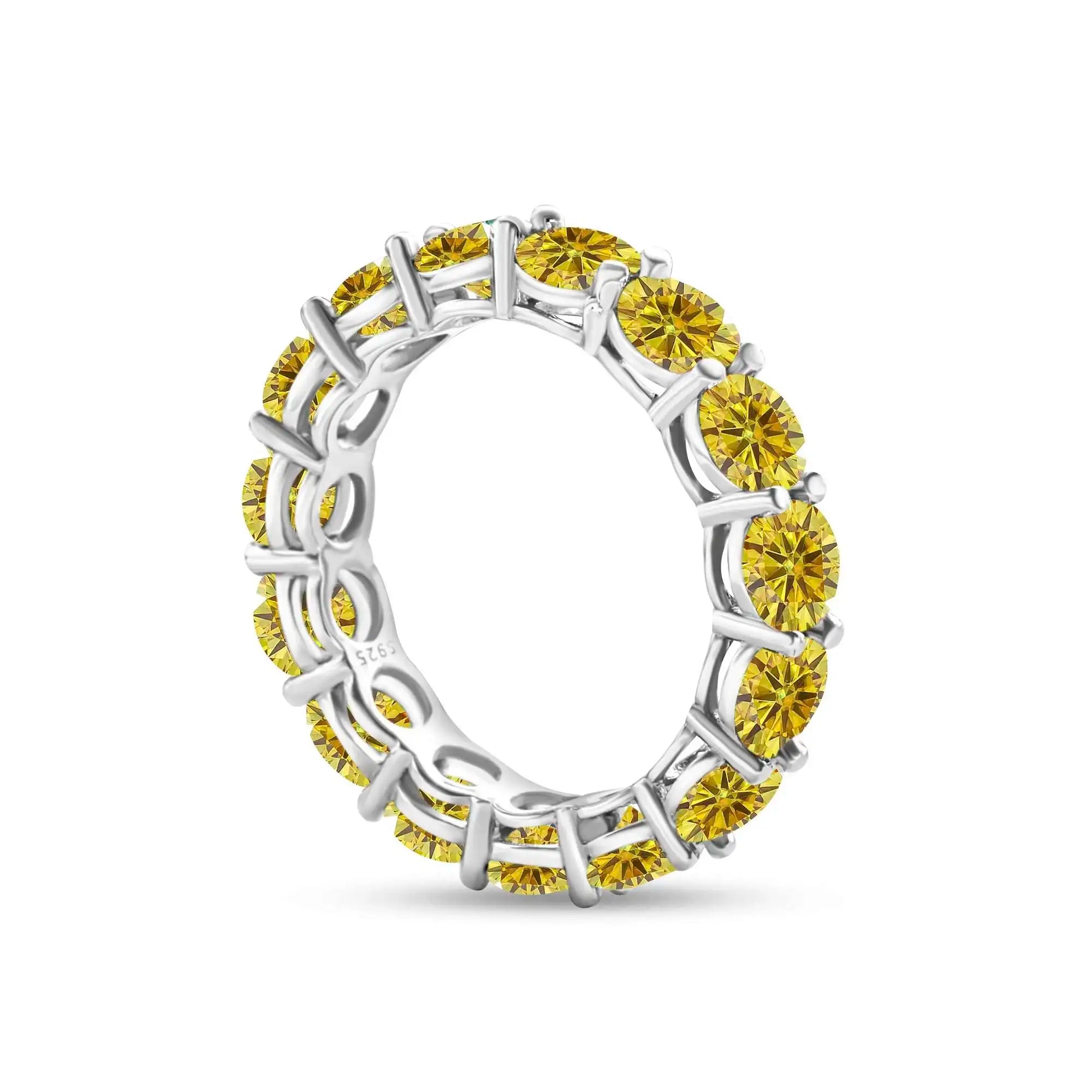 5mm 7ct Colorful Moissanite Ring 925 Sliver Plated With White Gold Wedding Band Eternity Band Engagement Rings For Women Jewelry