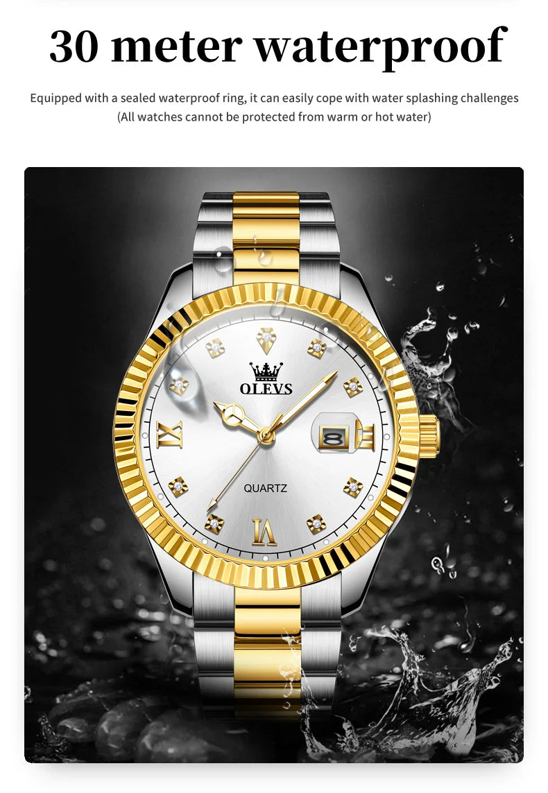 OLEVS 3623  Mens Watch Original Business Luxury Simple Brand Quartz Watch Waterproof Luminous Watch For Man Automatic Date Reloj