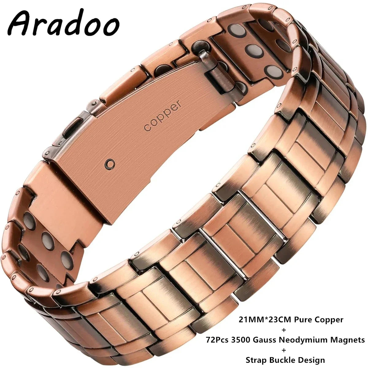 ARADOO Pure Copper Magnetic Bracelets for Men with Double-Row Strong Magnets Bracelet Jewelry Gifts