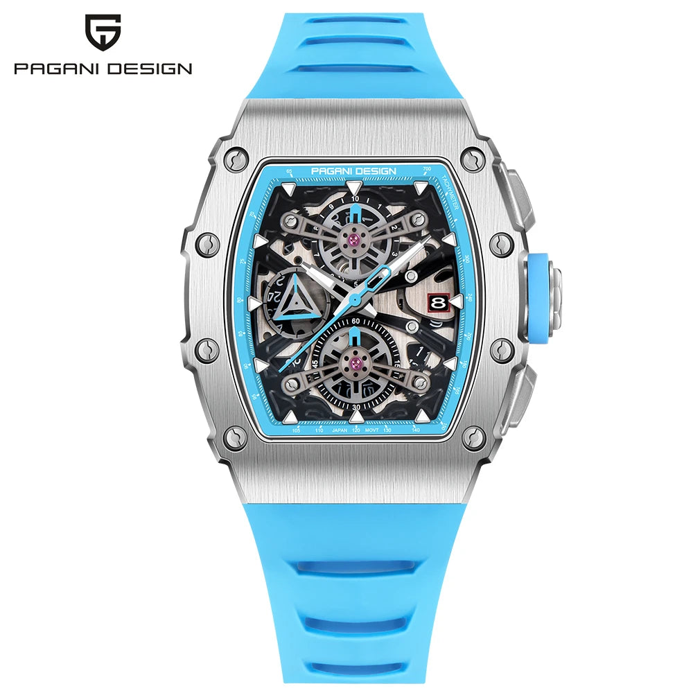 PAGANI DESIGN New 40MM Bucket Shaped Hollow Leisure Fashion Men's Quartz Watch Sapphire Glass Quartz Watch Clock